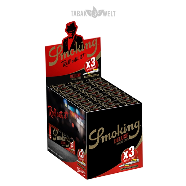 Smoking Deluxe Cones King Size Box 50 x 3 Stuck